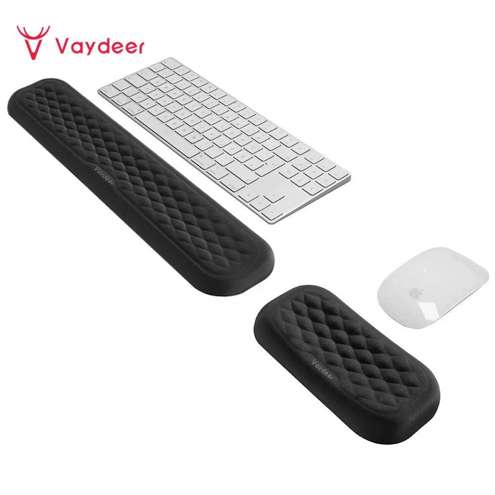Almofada Acolchoada do Descanso da Memória da Espuma do Pulso para o Teclado e o Rato Apoio do Resto da Mão para o Escritório Computador Portátil