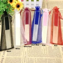 100 шт./лот, индивидуальное имя жениха и невесты, свадебный веер с тканевым мешком, бамбуковый веер, печать на заказ