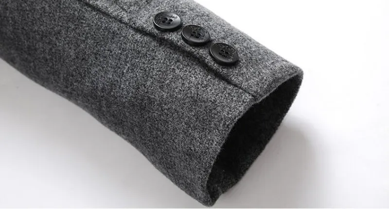 Smart Casual Long Sleeve Single Breasted Lapel Mens Woolen Coats Winter Cotton Lining Thick Warm Male Loose Overcoats Plus Size