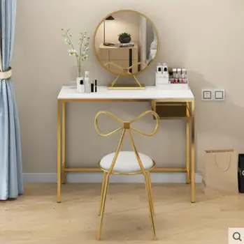 

Nordic dressing table bedroom simple modern small house ins marble light luxury desk with lamp