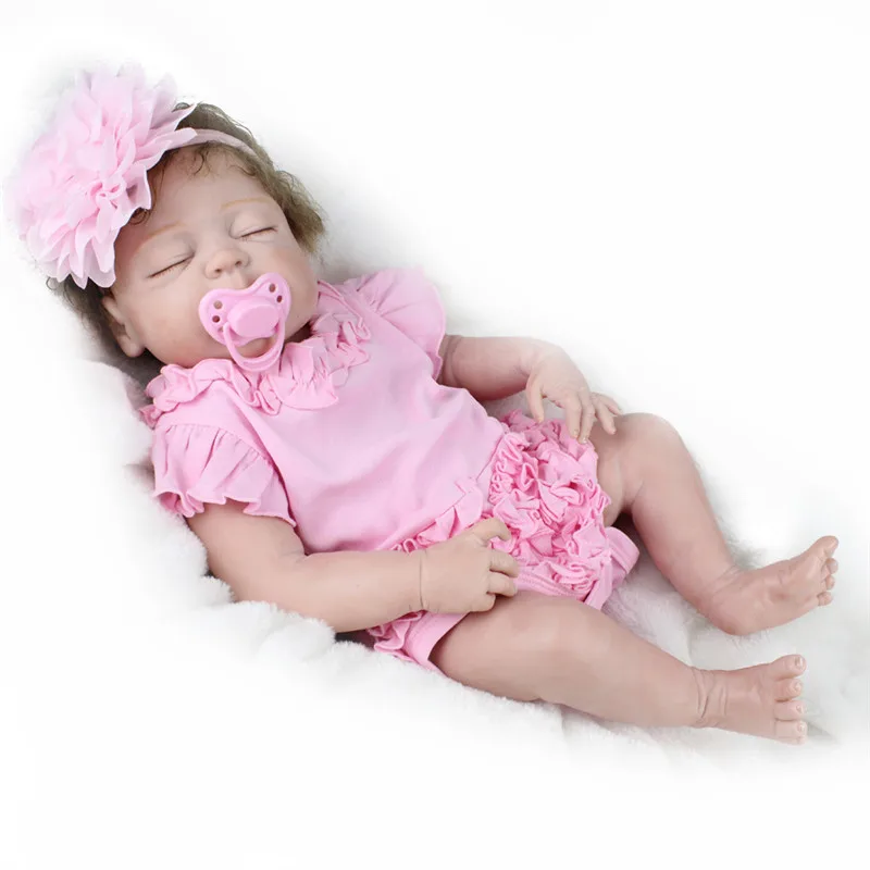 Skup 55cm miękkie pełne ciało silikonowe Reborn lalki dziewczyna lalka 22 cal realistyczne BeBe Reborn Babies zabawki Menina Bonecas Brinquedos z koszem