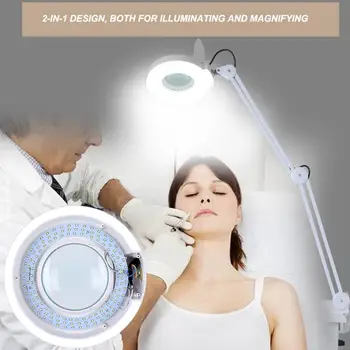 

Tatoo Accessiories 8X Illuminated Desktop Magnifying LED Lamp with Clamp Swivel Arm Reading Medical Beauty Tatoo Lamp US 110V