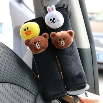 

VVTKK cute Cartoon Car Sefety Seat Belt cover Child isofix Seat belt Shoulder Pad Protection Plush Padding car Accessories