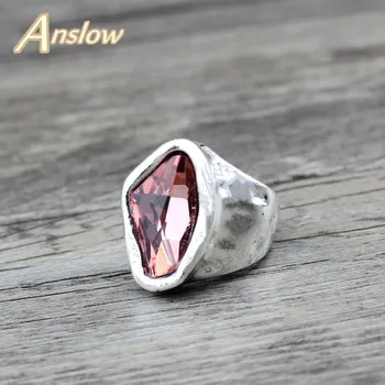 Anslow Desain Asli Fashion Perhiasan Vintage Irregular Crystal Love Pasangan Cincin Untuk Wanita Hadiah Hari Valentine LOW0042AR