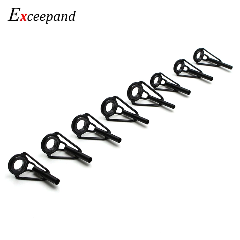 Exceepand Black Top Tip Guide for Spinning Casting Fishing Rod Building Repair Eye Line Ring Stainless Steel Frame