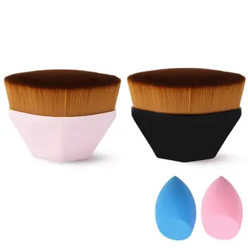 

JUNEBRUSHS 2 Pack Foundation Brush Makeup Brush Suitable for Mixed Liquid Cream Powder Cosmetics with Makeup Sponges Shadow