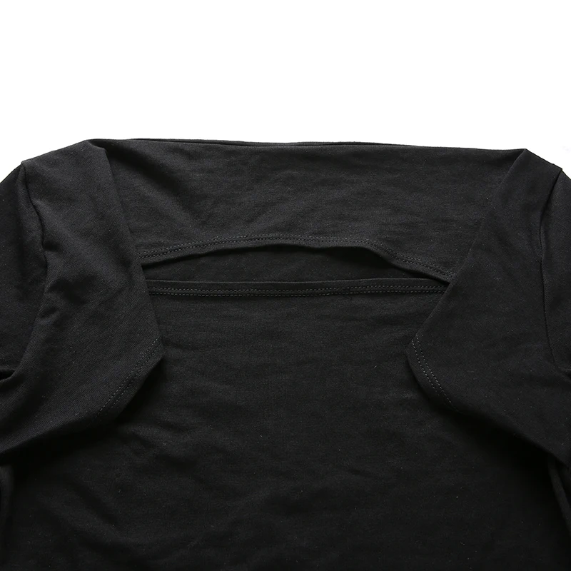 Сексуальная футболка с длинными рукавами и квадратным воротником, Женская сиамская рубашка, осенняя и зимняя рубашка с нижней частью