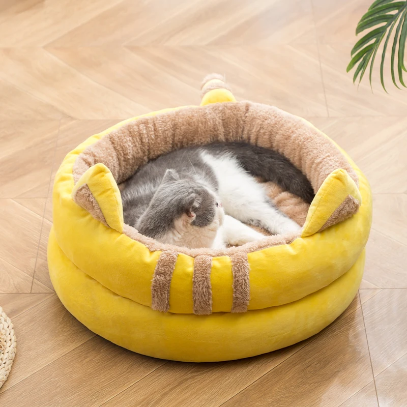 

Designer Cute Pet Bed for Cats Rats Puppy Dogs Winter Thickness Lounger for Cats Semi-closed House for Cats Products