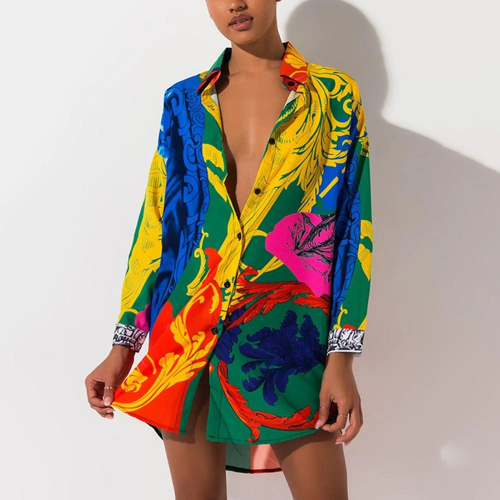 long sleeve floral shirt dress