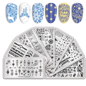 

Christmas Valentine's Day Halloween Theme Nail Stamping Plates Stamp Plate Template Nail Art Tree Snowflake Heart Image