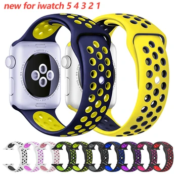

Soft Silicone Wristband for Apple Watch band 42mm 44mm Breathable iwatch series 5 4 3 2 1 Replacement 42mm watchband 38mm strap