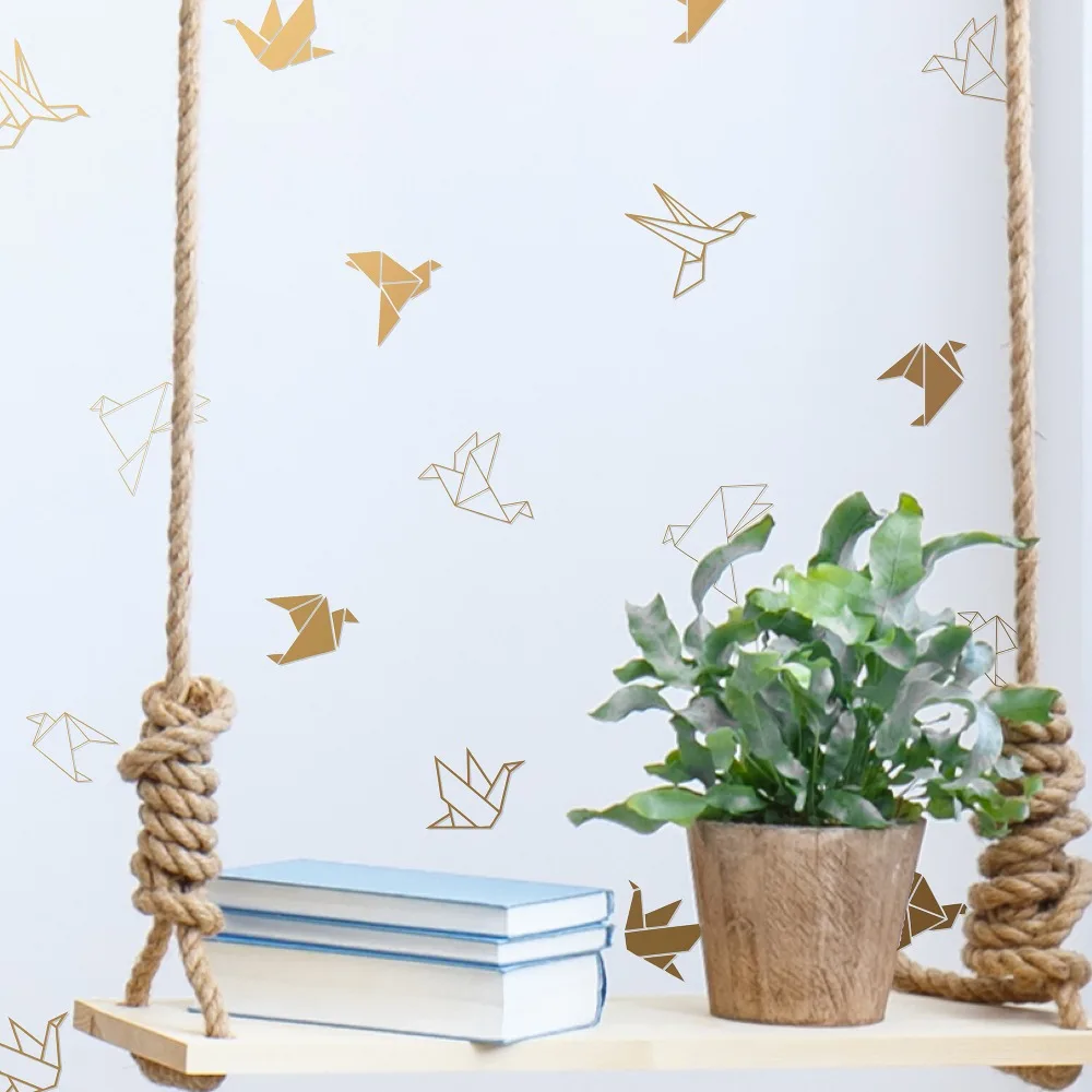 Geometric Origami Birds Wall Sticker Baby Nursery Office Origami Geometric Bird Animal Wall Decal Bedroom Vinyl Home Decor (2)