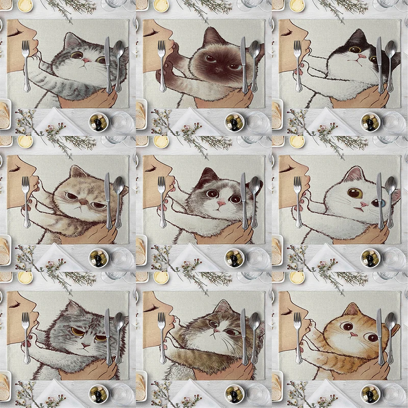 Placemats Mats-Pads Table-Mat Dining-Place Kitchen Linen Animal-Pattern Cartoon Cute