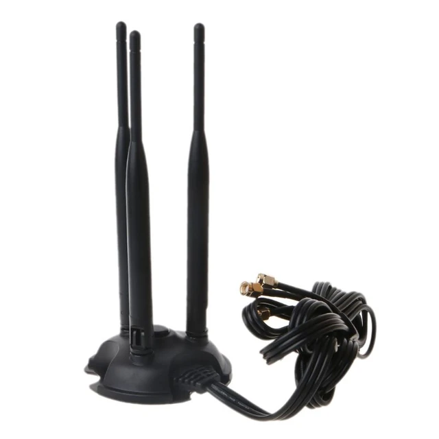 Antenne WiFi 6dBi avec connecteur mâle RP-SMA Antenne sans fil double bande  2,4 GHz 5 GHz avec base magnétique pour carte réseau WiFi PCI-E Routeur  sans fil WiFi Hotspot mobile 