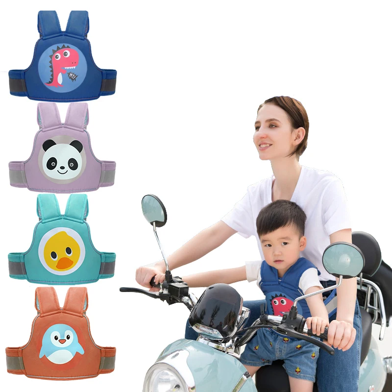 Children Safety Motorcycle Seat Belt Back Hold Protector Reflect Vest Belt Adjustable Kids Vehicle Safe Strap Carrier Harness