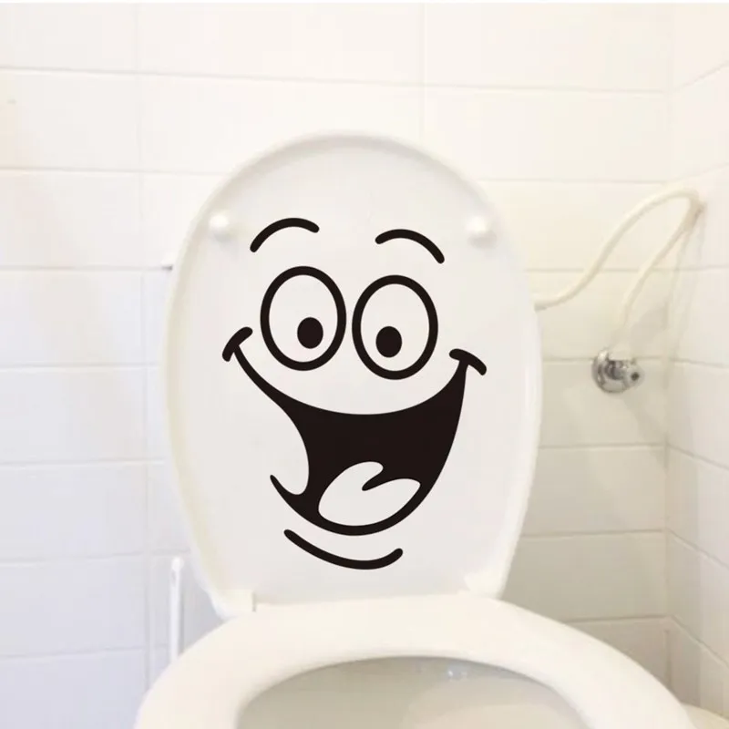 1 Sheet Removable Smile Face Toilet Sticker 3D PVC Wall Bathroom Decors Peel WC Pedestal Pan Cover | Дом и сад