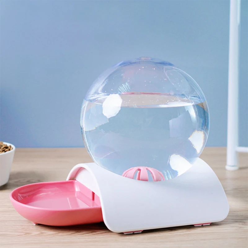 2.8л Автоматический водяной фонтан для кошек с пузырьками, диспенсер для воды для домашних животных, большая поилка для кошек, контейнер для воды для питья, 2.8л, без электричества - Цвет: Розовый