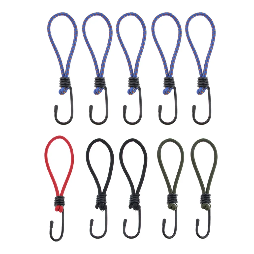 5 Pcs Bungee Hook Tie - Tarpaulin Elastic Stretch Cord Straps With Hook  random color