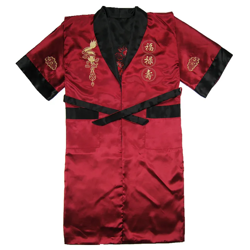 Rayon Kimono Bathrobe Gown Robe Two Side Sleepwear Home Clothing Embroidery Dragon Nightgown Men Novelty Intimate Lingerie халат mens cotton pajama sets