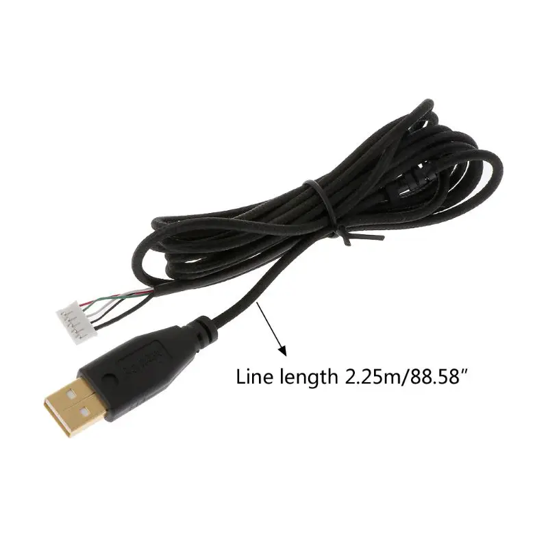 

Gold Plated Durable Nylon Braided Line USB Mouse Cable Replacement Wire for razer Deathadder 2013 6400DPI Gaming Mouse U4LD