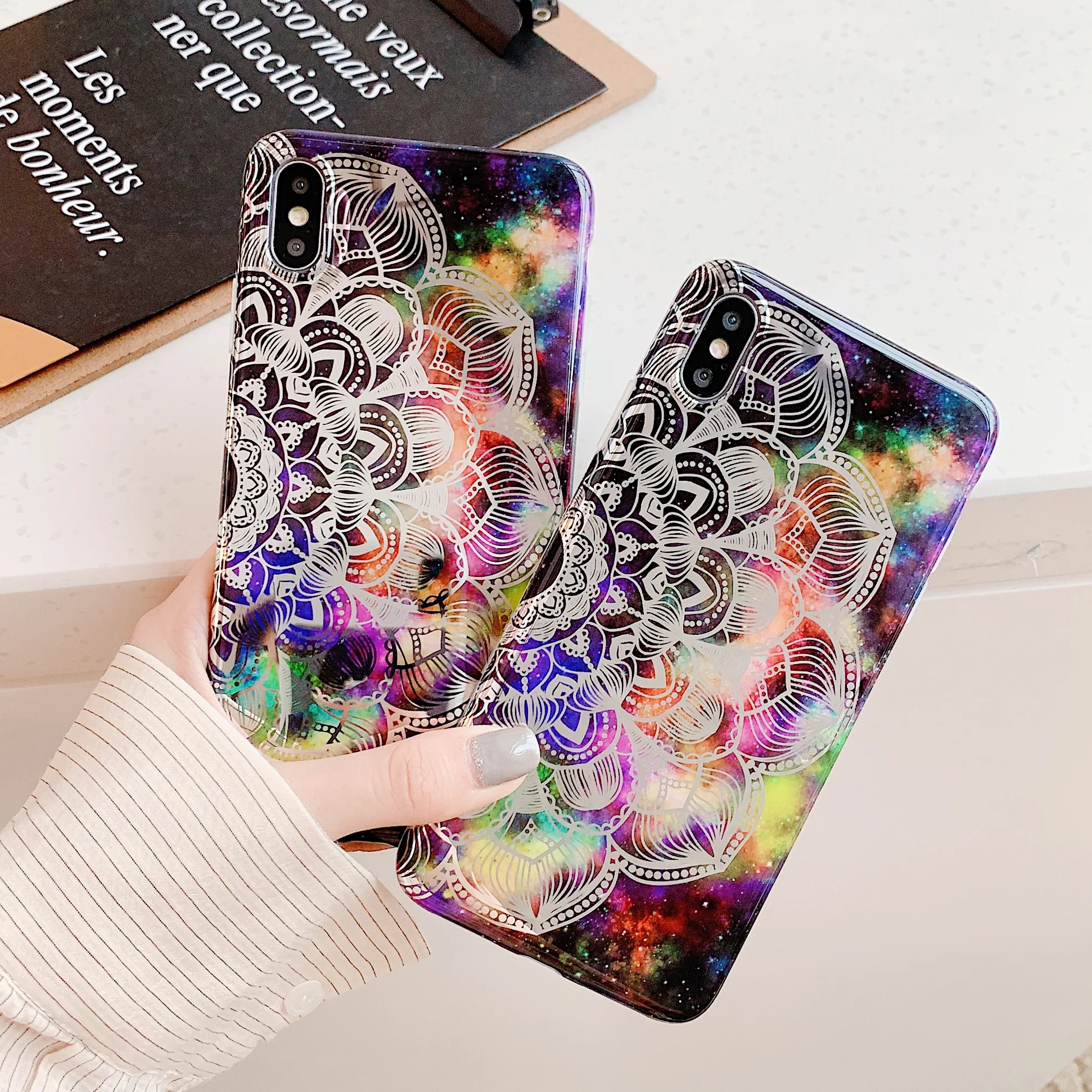 

Colorful Starry River Phone Case For iPhone XS Max XR X 6 6s 7 8 Plus Glossy Soft Silicone Datura Flowers Cases Back Cover Capa