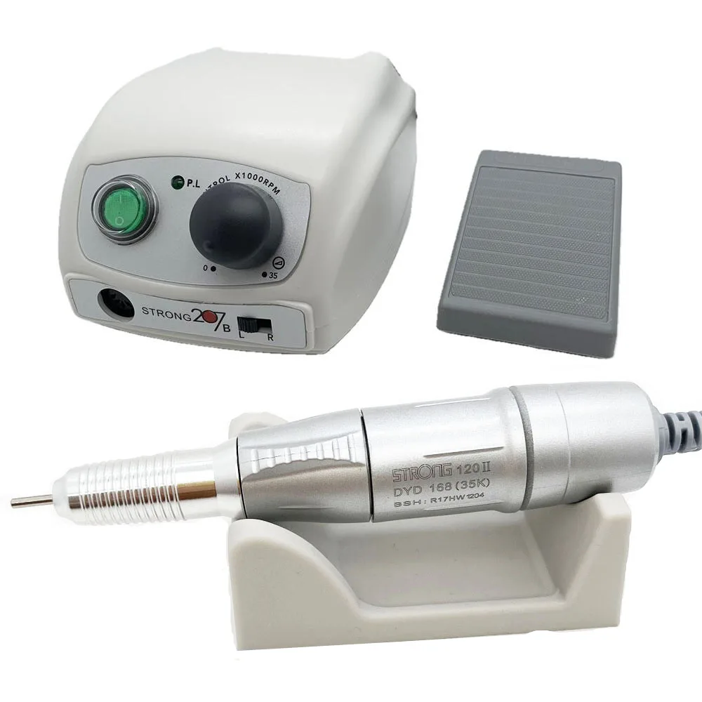 Micromotor Strong 207b Control Box Electric Nail Drill Polish Machine 210 35000 RPM 120II Handpiece nail drill handpiece