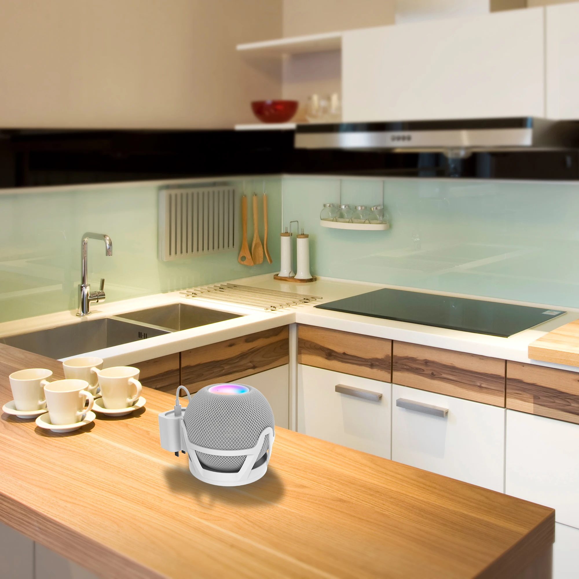 HomePod 미니 스마트 스피커 콘센트 홀더 용 벽걸이 스탠드 행거 Homepod 미니 스탠드 용 공간 절약 브래킷 벽 선반