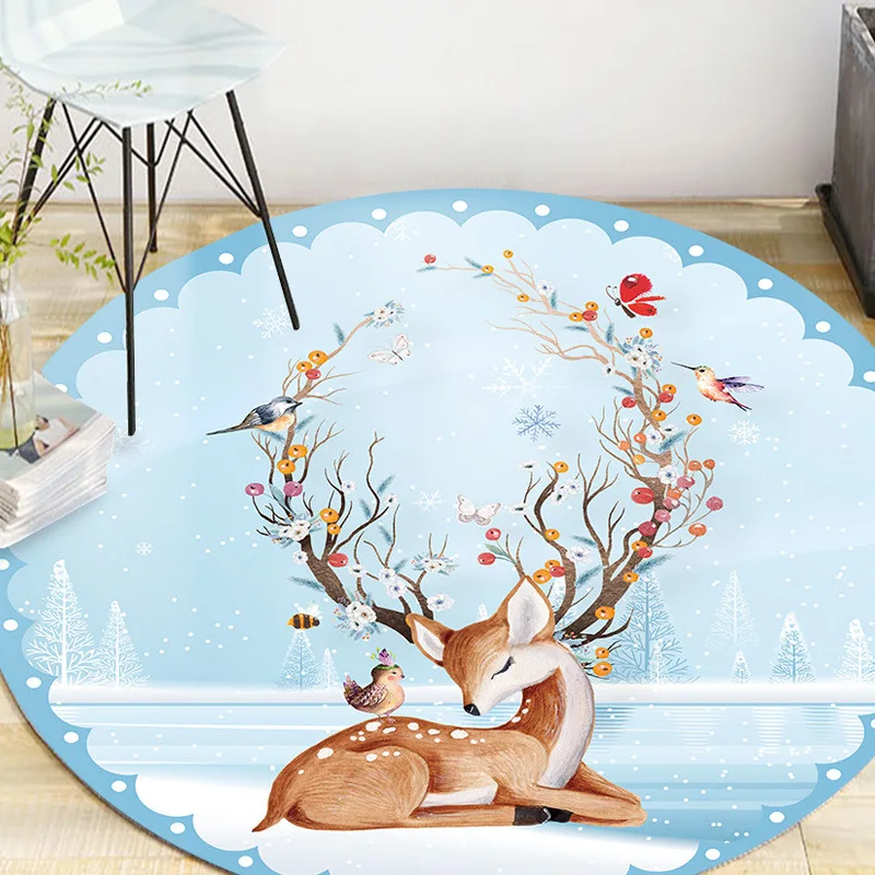 160*160cm Cartoon Animals Flamingo Round Tapete For Living Room Bedroom Home Decoration Carpet Rug Children Kids Soft Play Mat | Дом и сад