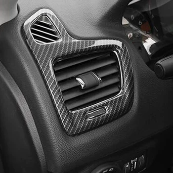 

For Jeep Compass 2017 2018 ABS Carbon fibre Car front left and right air Vent outlet panel frame cover trim Car styling 2pcs