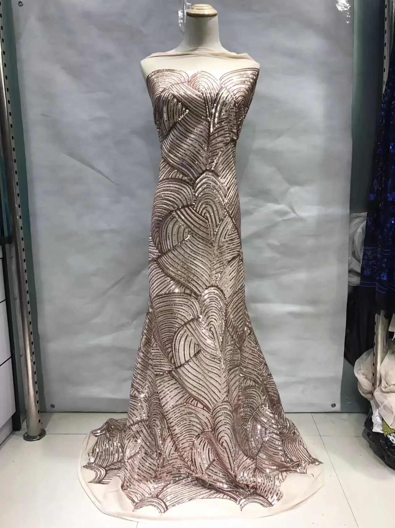 JL1978 2020 Latest gold color African French net Lace Fabric with sequins High Quality wedding Tulle 5yards | Дом и сад
