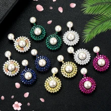 GODKI известный бренд Monaco имитация жемчуга Висячие серьги для женщин Свадебные pendientes mujer moda
