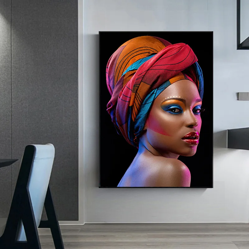 Sexy Black Nude African Woman Red Lips Canvas Painting Posters and Prints Scandinavian Cuadros Wall Art Picture for Living Room | Дом и сад