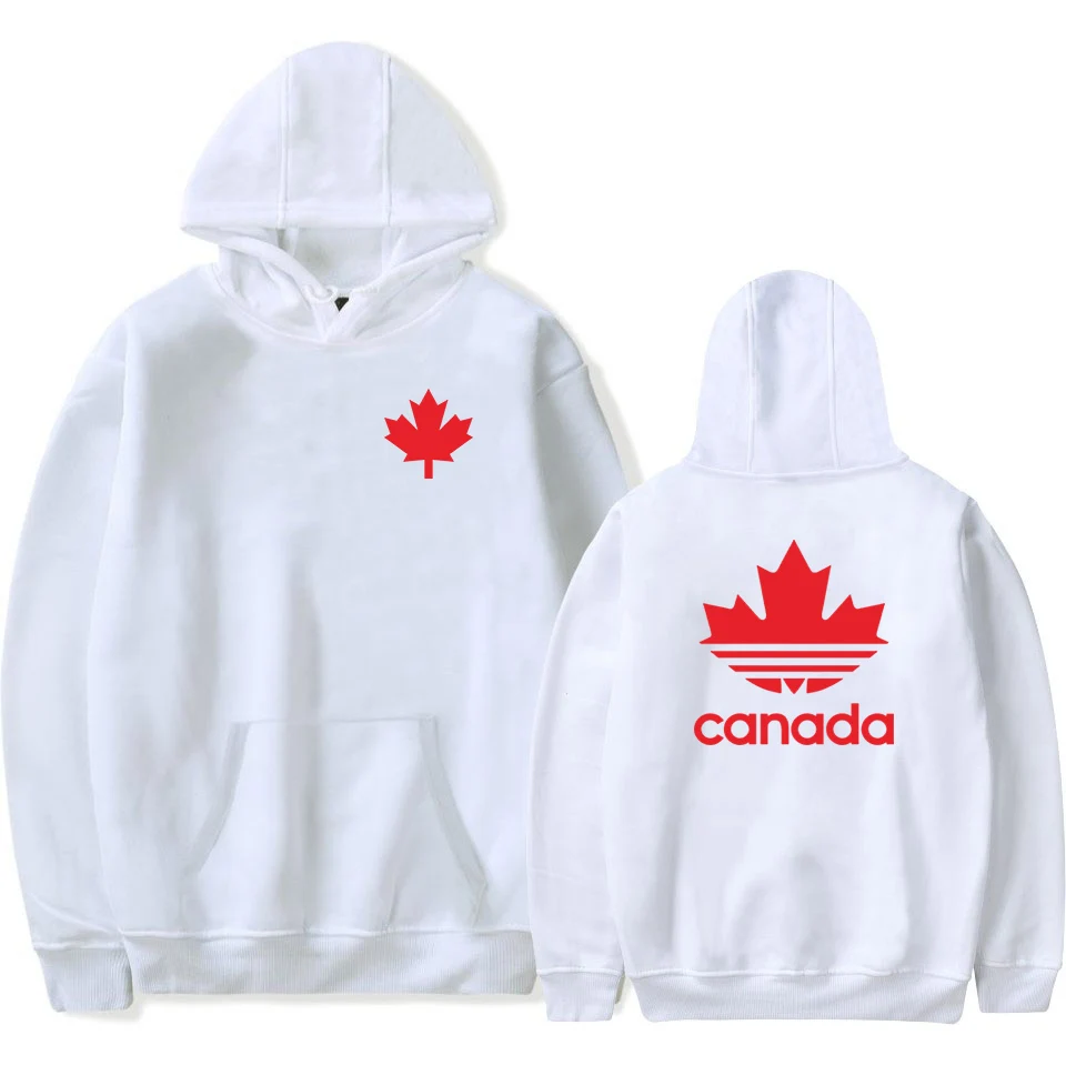 Новейший канадский пуловер с принтом кленовых листьев, толстовка унисекс высокого качества в стиле хип-хоп, уличная одежда размера плюс, толстовки - Цвет: White-red