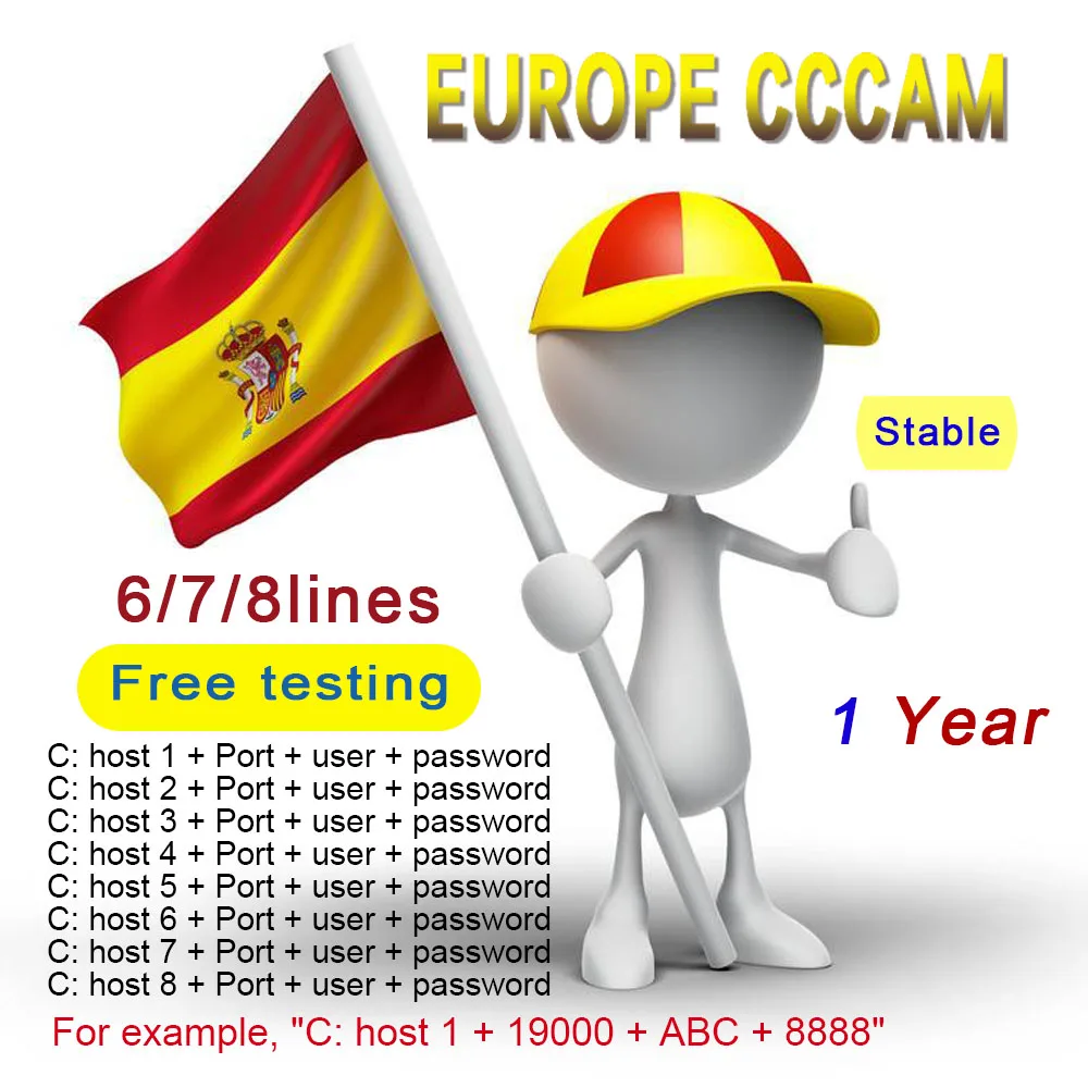 

Europe 4/5/6/7 line Europe Italy CCCAM Support free Oscam Cline fast stable server Spain portugal Sweden Poland FULL HD DVB-S2