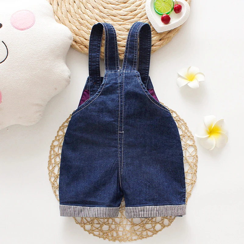 DIIMUU Summer 1-3Y Child Kids Baby Boys Denim Pants Infant Children Boy Short Overalls Clothing Kid Casual Cartoon Print Bottoms
