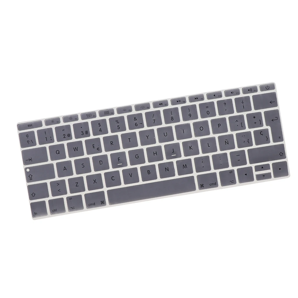 Soft-Touch Thin Waterproof Washable Silicone Keyboard Protector Spanish Phonetic Keyboard Film European Fits for 12inch Macbook