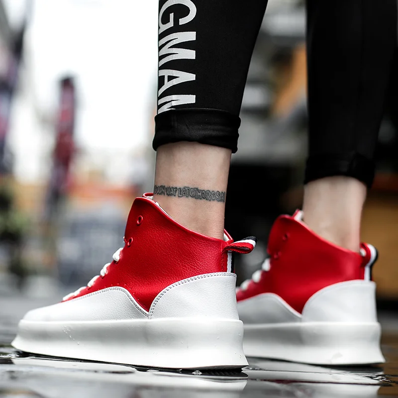 Классические белые высокие кроссовки на платформе для мужчин Модные удобные