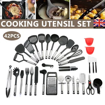 

42Pcs Kitchen Cooker Cooking Utensil Set Stainless Steel Nylon Tableware Gadget Tool Kitchen Starter Kit Multifunctional New