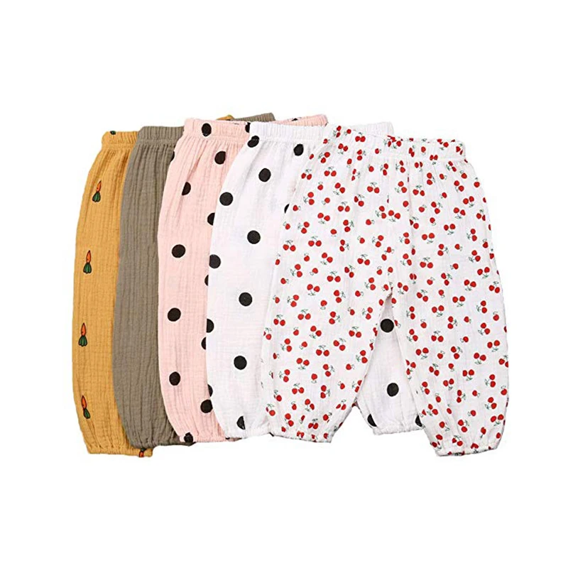 

Toddler Baby Boy Girl Spring Autumn Cotton and Linen Pants Polka Dot Trousers Twin Kids Bloomers Elastic Harem Pants Soft