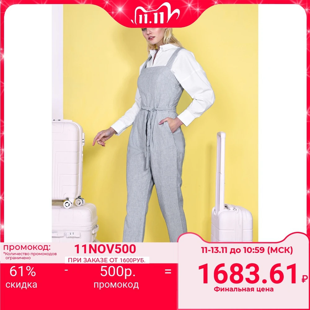Комбинезон из смесового льна Baon B499015|Спортивные костюмы| | АлиЭкспресс