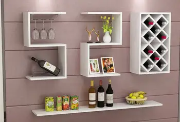 

Wine rack wine cabinet shelf shelf creative wall shelf modern simple living room background decoration