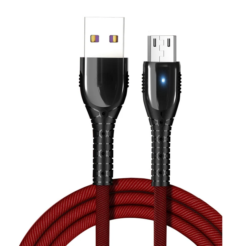 Красный Светодиодный кабель Micro USB зарядное устройство для samsung Galaxy S7 S6 Быстрая зарядка мобильного телефона зарядный шнур для huawei Android 3A usb-шнур - Цвет: Красный