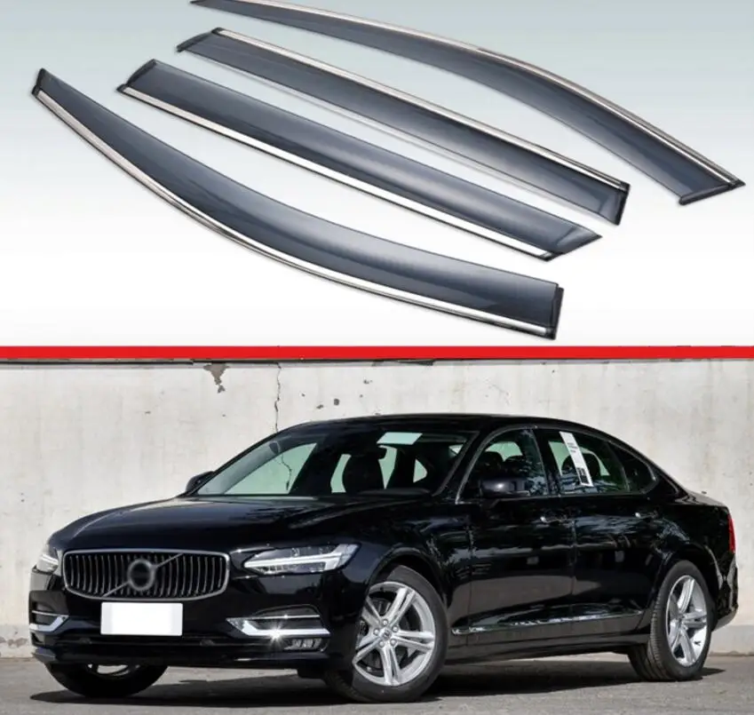 Для Volvo S90 пластиковый внешний козырек вентиляционные Шторы окно Защита от солнца и дождя дефлектор 4 шт