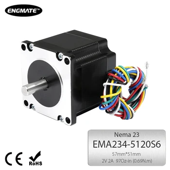 

ENGMATE EMA234-5120S6 Nema 23 97Oz-in (0.69N.m) CNC Router Stepper Motor 6 Wire Single Shaft for CNC Machine Tools etc.