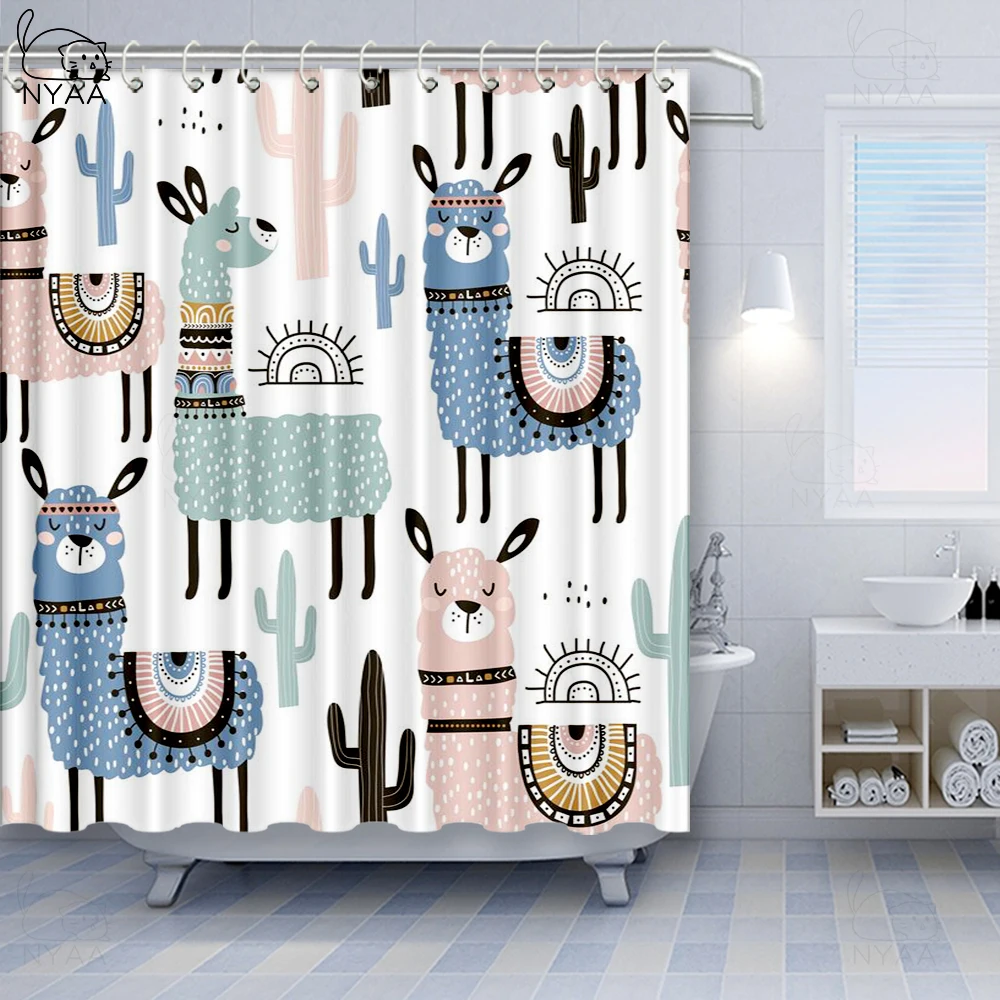 VIXM лама кактус и элементы занавески для душа детская текстура Водонепроницаемый