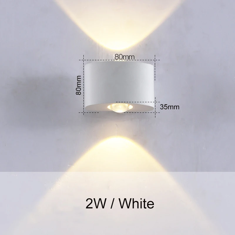 2W White Скандинавский настенный светильник Led 12 Вт 8 Вт 6 Вт 4 Вт Алюминиевый наружный закрытый Ip65 вверх вниз современный для дома лестницы спальня прикроватная ванная комната ZBW0010 - Цвет абажура: 2W White