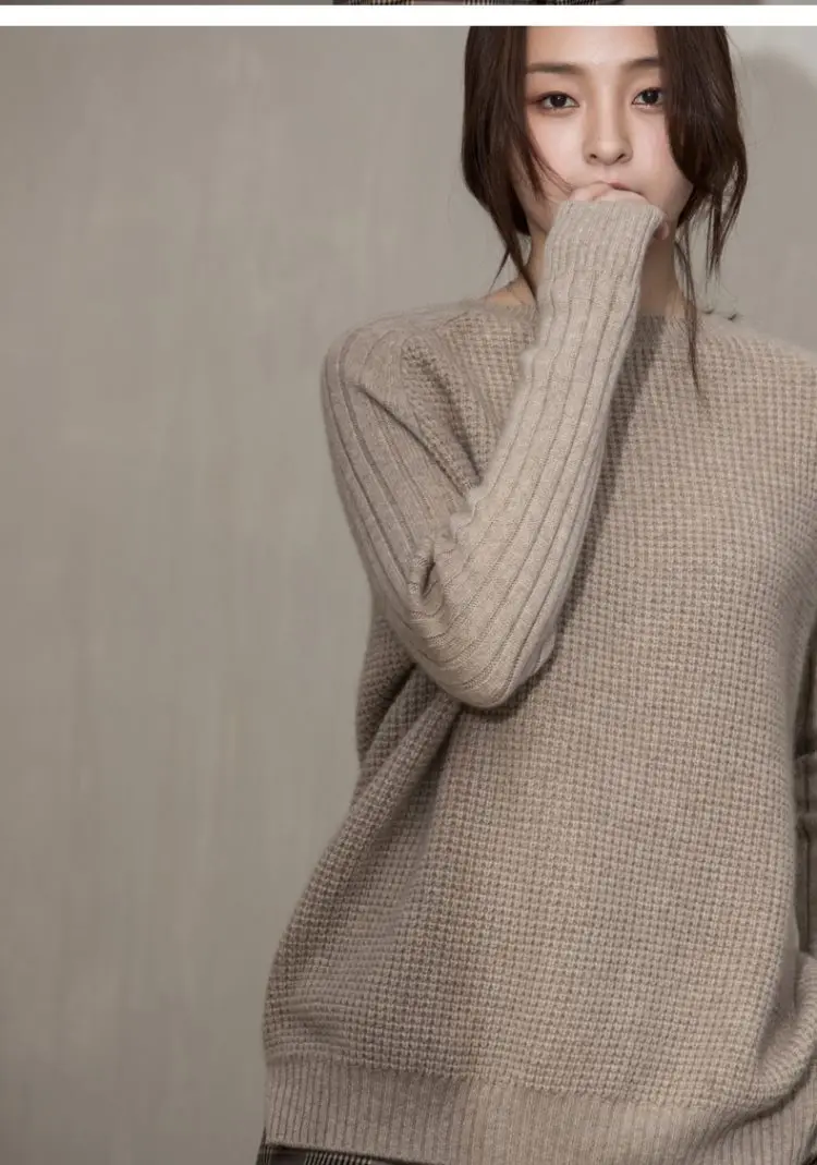 BELIARST осенне-зимний толстый кашемировый свитер женский пуловер с круглым вырезом свободный свитер в повседневном стиле дикая вязаная одежда свитер