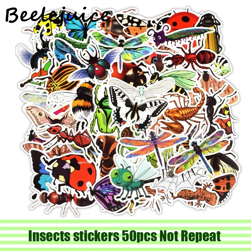 

50pcs Funny Insects 90s Stickers paster anime movie decals scrapbooking diy phone laptop waterproof home decorations gifts