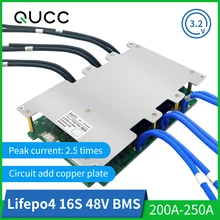 Qucc Lifepo4 48V BMS 16S 200A 150A Electric Car Motor Lithium Iron Phosphate High Current Overcharge Protection Board Equalizer