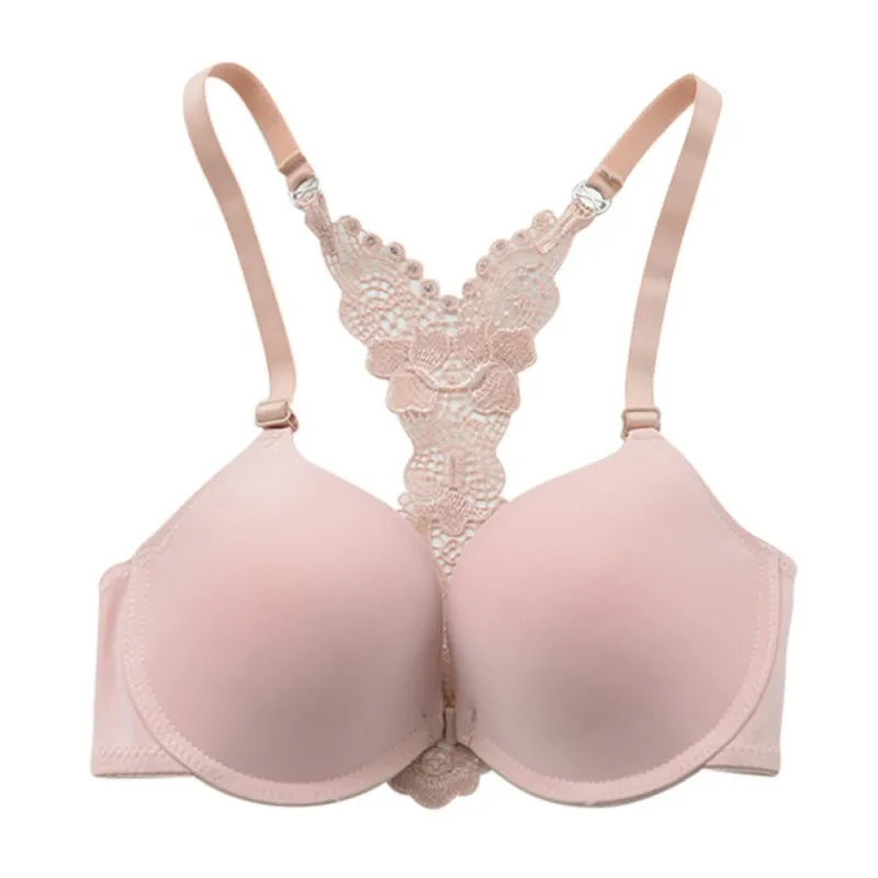 

Women Seamless Front Closure Lace Push Up Bra Sexy Comfortabel Underwear Butterfly Corss Back Bralette Female Undewire Bras Hot